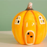 Ceramic Pumpkin Patch Light Up Cottage