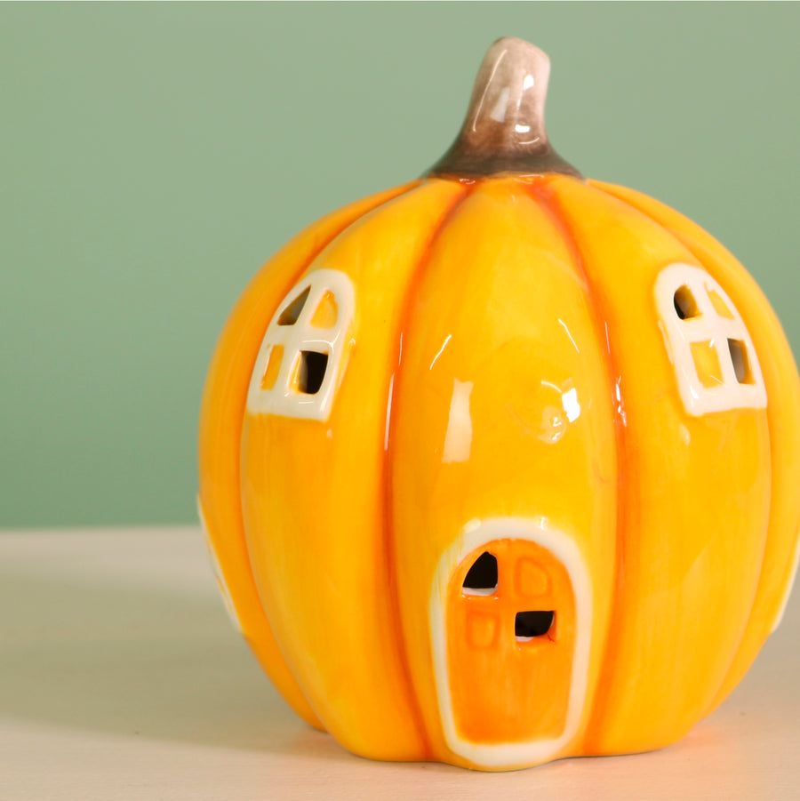 Ceramic Pumpkin Patch Light Up Cottage