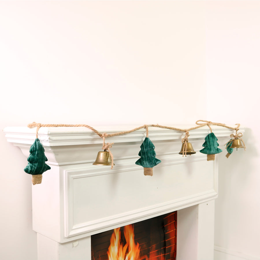 Festive Velvet Tree & Bell Garland