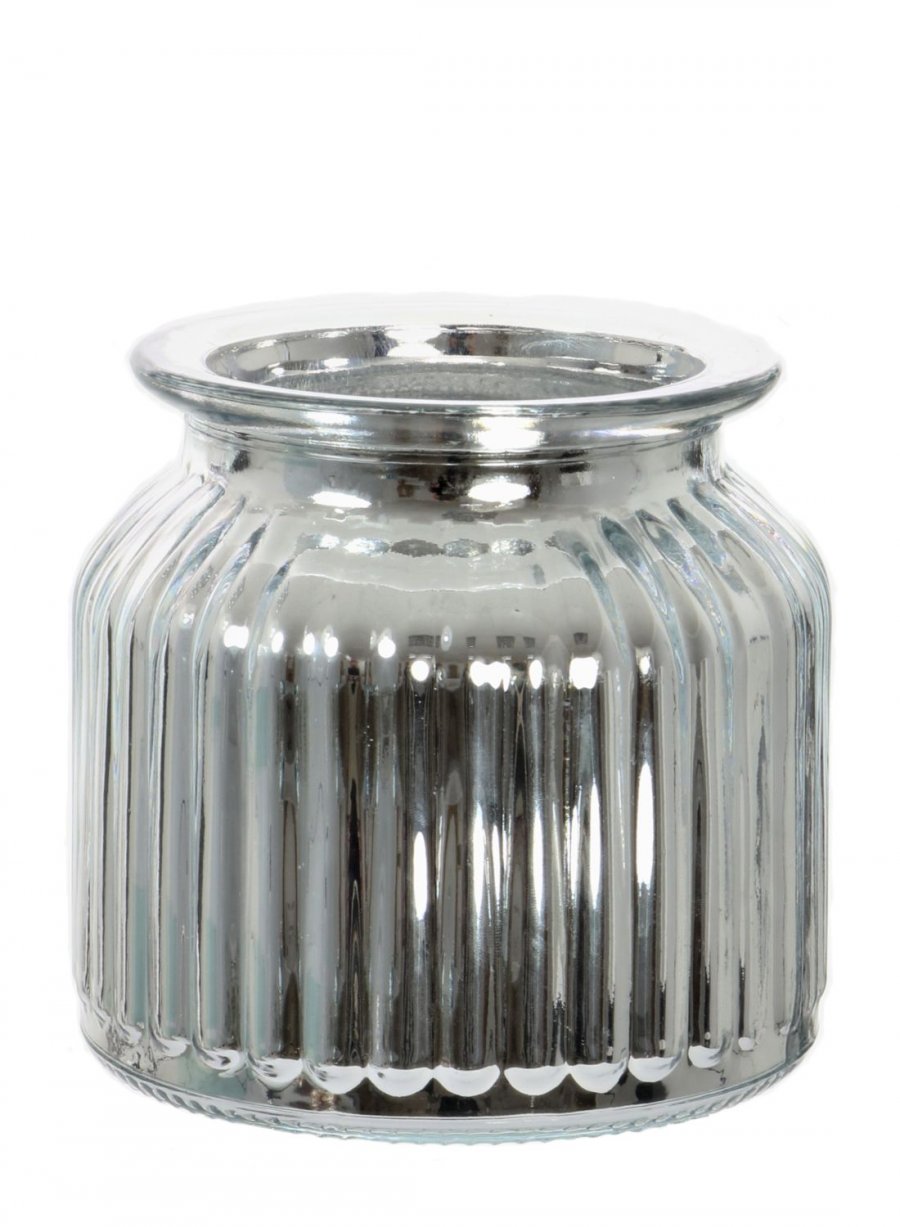 Metallic Ribbed Jar (10cm) 